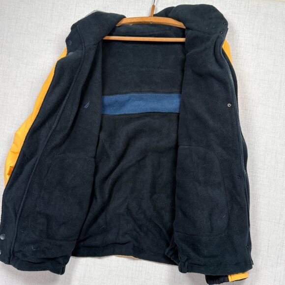 Vintage Nautica Reversible Jacket Yellow Navy Fleece Shell Zip Front Size XXL - Picture 4 of 14